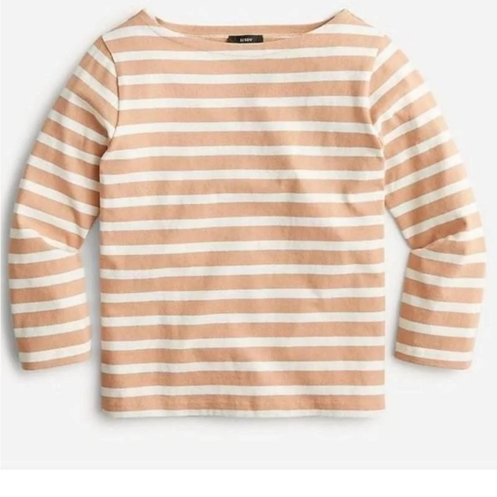NWTS JCREW Relaxed fit tan striped Boatneck shirt